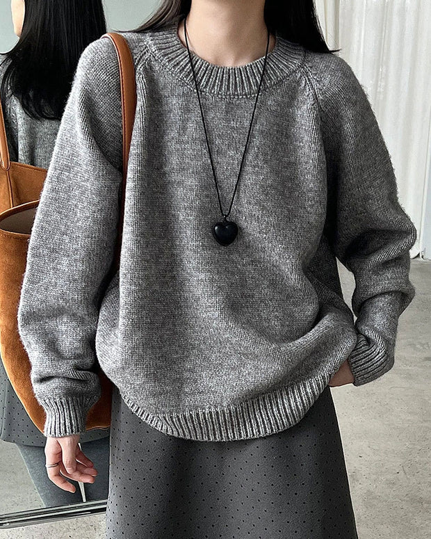 5色展開 ラウンドネック ニット セーター レディース ゆったり シンプル 体型カバー 暖かい ニットトップス カジュアル 通勤 おしゃれ 秋冬コーデ 大人女子 デイリー服 ID2305