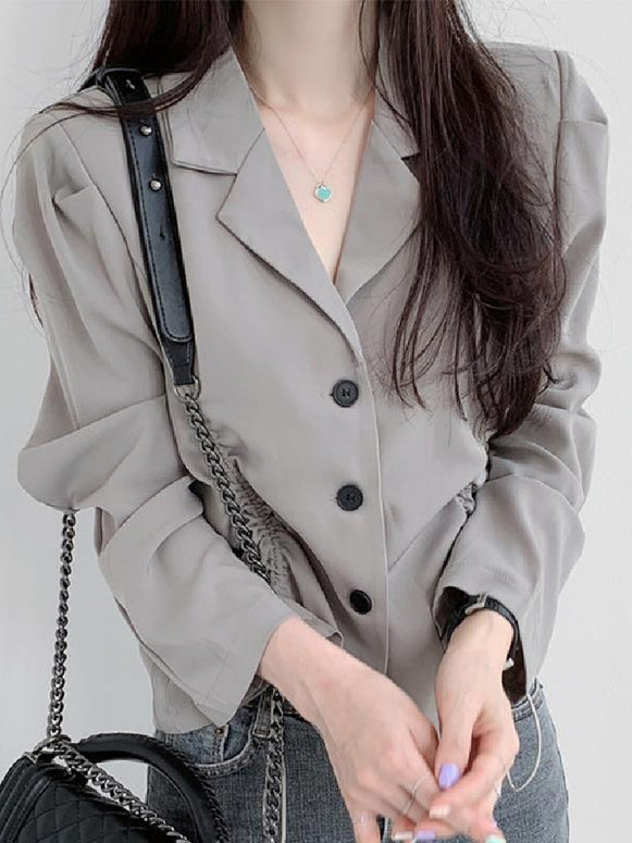 テーラードジャケット レディース 長袖 抽紐付き ウエストマーク シンプル きれいめ 羽織り カジュアル 通勤 オフィスコーデ 韓国風 秋新作 ID1515