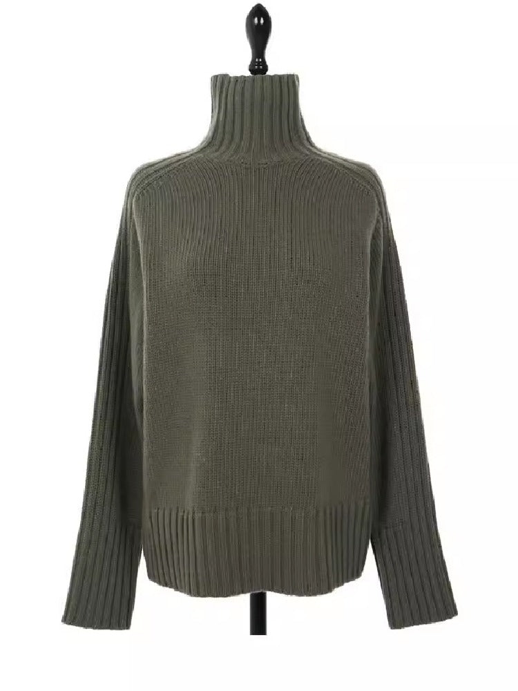 洗える ハイネック ニットセーター ニット レディース セーター ゆったり 長袖 シンプル 無地 体型カバー 大人カジュアル 通勤 通学 秋冬新作 暖かい トップス ID1824