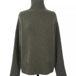 洗える ハイネック ニットセーター ニット レディース セーター ゆったり 長袖 シンプル 無地 体型カバー 大人カジュアル 通勤 通学 秋冬新作 暖かい トップス ID1824