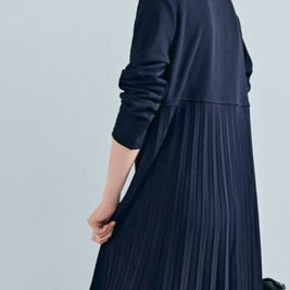 プリーツ ワンピース レディース 長袖 ロング丈 Aライン 体型カバー 上品 エレガント 通勤 フォーマル きれいめ 秋冬 新作 ID2126