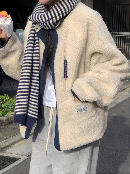 「大人気商品も値下げ中」2WAY ボアジャケット レディース リバーシブル アウター ふわもこ 防寒 カジュアル 軽量 ゆったり 体型カバー 秋冬 コーデ ID2194