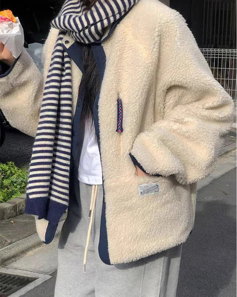 「大人気商品も値下げ中」2WAY ボアジャケット レディース リバーシブル アウター ふわもこ 防寒 カジュアル 軽量 ゆったり 体型カバー 秋冬 コーデ ID2194