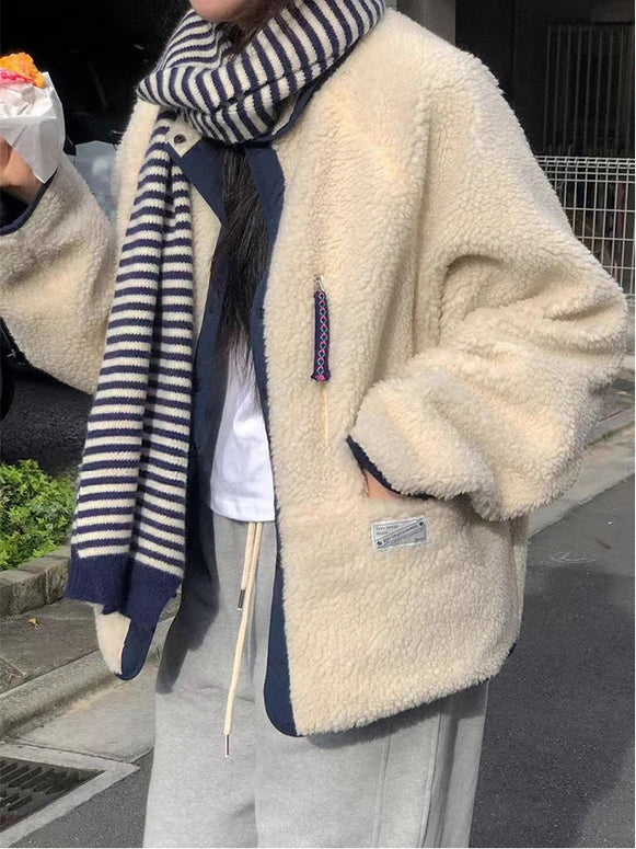 「大人気商品も値下げ中」2WAY ボアジャケット レディース リバーシブル アウター ふわもこ 防寒 カジュアル 軽量 ゆったり 体型カバー 秋冬 コーデ ID2194