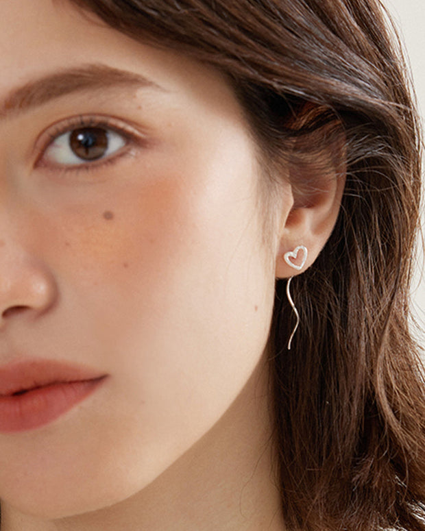 小さめハートモチーフピアス レディース S925銀 波型耳線 シンプル 可愛い デイリー 通勤 入園式 入学式 卒業式 七五三 ID1288