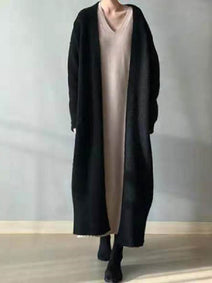 ロングカーディガン レディース ニットコート ゆったり 厚手 暖かい 防寒 シンプル 無地 羽織り 体型カバー カジュアル 通勤 通学 秋冬 コーデ おしゃれ ID1636