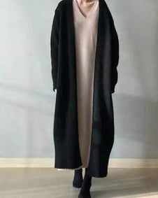 ロングカーディガン レディース ニットコート ゆったり 厚手 暖かい 防寒 シンプル 無地 羽織り 体型カバー カジュアル 通勤 通学 秋冬 コーデ おしゃれ ID1636