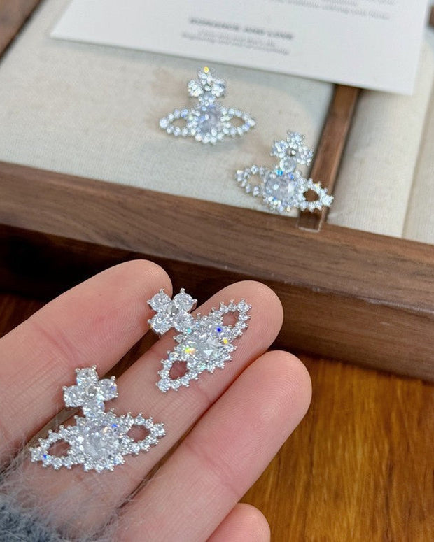 S925銀 ピアス レディース 土星モチーフ ジルコニア 小ぶり 高見え エレガント シンプル 上品 大人可愛い アクセサリー プレゼントにも最適 ID1812