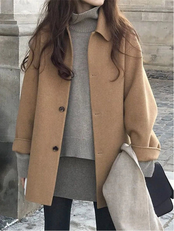 ウールコート レディース 通勤 オフィスカジュアル ミディアム丈 シンプル 無地 ゆったり 体型カバー 大人上品 秋冬 新作 ID1989