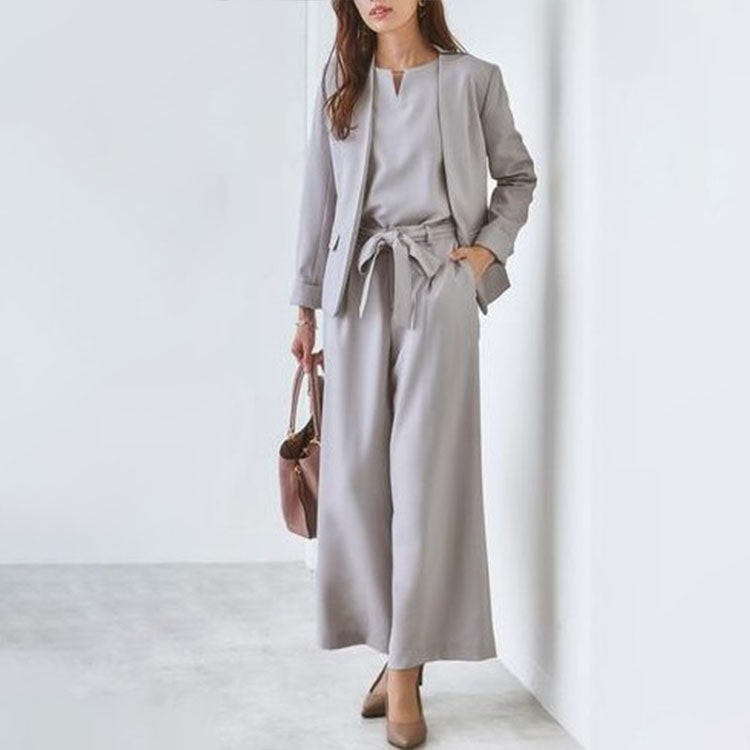 ID83 Set-up, Vest Included, Suit, 3-Piece Set, High Waist Pants, Plain, Simple, Clean, Stylish, Elegant, Comfortable, Stylish, Fashionable 