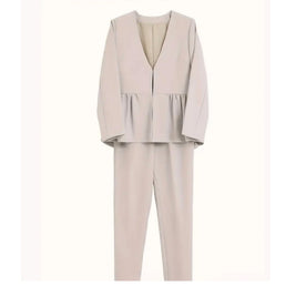 激安バーゲン！レディース パンツセット 春秋新作 通勤 入学式 入園式 ビジネス Vネック パッチワーク ジャケット 着回し ノーカラー ジャケット フォーマル春 母親 テーパードパンツ ママスーツ 母 30代 入学式 パンツスーツ 大きいサイズ きれいめ 体型カバー ID322