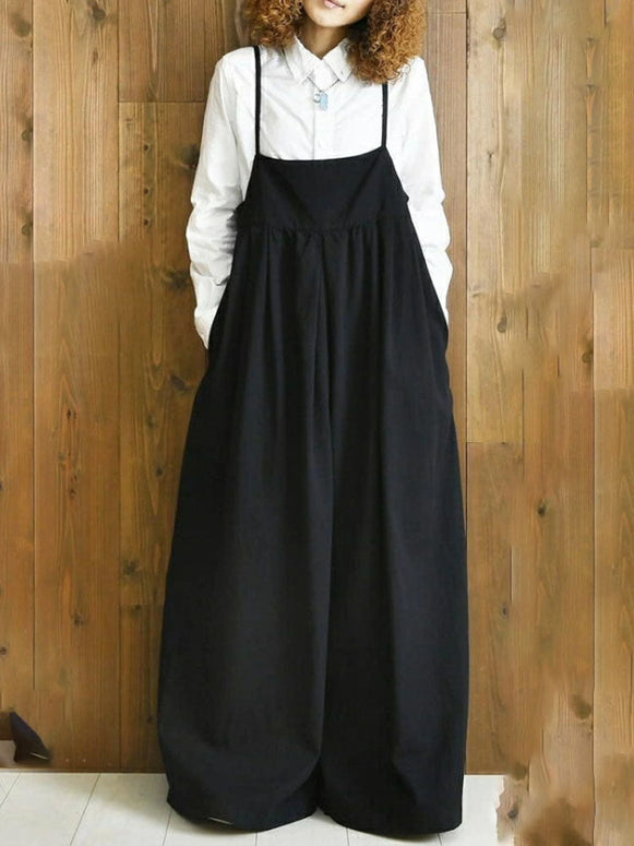 サロペット レディース ワイドパンツ オールインワン 無地 ゆったり 体型カバー カジュアル おしゃれ 重ね着 春夏秋 新作 ID1510