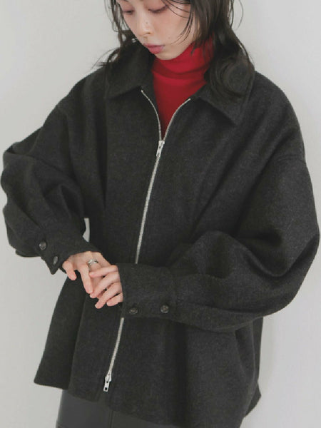 「年に一度の大放出」ウールコート レディース ジップアップ ショート丈 ゆったり シンプル 上品 きれいめ カジュアル 通勤 秋冬 新作 ID2077