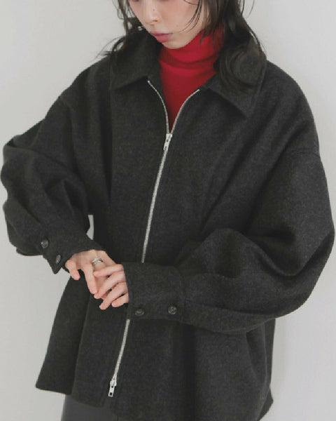 「年に一度の大放出」ウールコート レディース ジップアップ ショート丈 ゆったり シンプル 上品 きれいめ カジュアル 通勤 秋冬 新作 ID2077