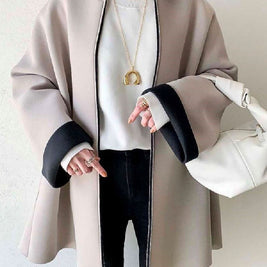 5色展開 ノーカラー コート レディース ロングコート アウター 無地 シンプル 上品 カジュアル 通勤コート オフィス 防寒 体型カバー 秋冬新作 ID1720