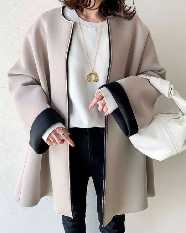 5色展開 ノーカラー コート レディース ロングコート アウター 無地 シンプル 上品 カジュアル 通勤コート オフィス 防寒 体型カバー 秋冬新作 ID1720