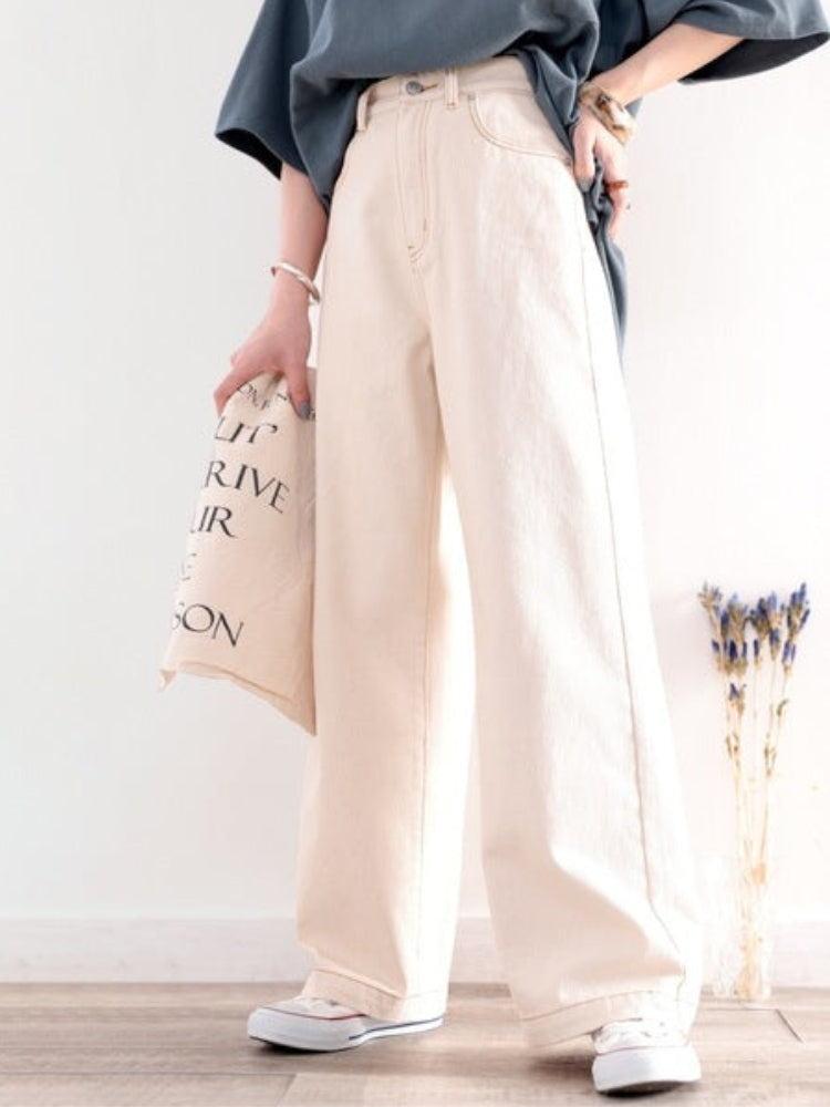 【244】[売れ筋1位獲得！]美シルエット ハイウエストルーズデニムパンツ レディース ストレート ワイドシルエット 着回し力抜群 2025春夏新作 韓国風 カジュアル