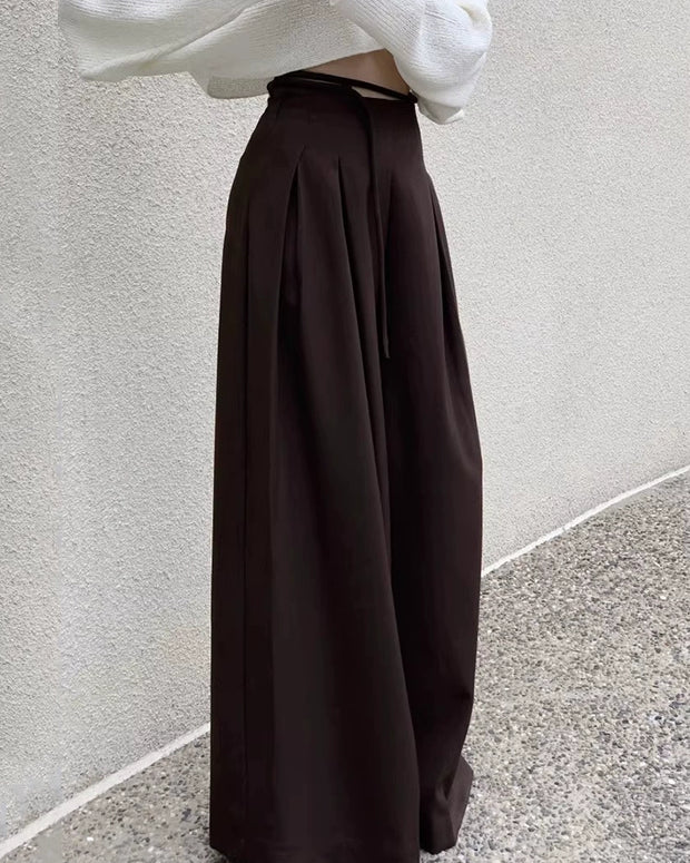 ハイウエスト ワイドパンツ レディース タック入り きれいめ シンプル 美脚 スラックス ゆったり 体型カバー 通勤 コーデ ID2195