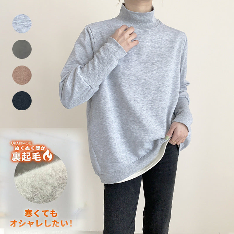 4色展開 裏起毛 スウェット レディース 長袖 トレーナー ハイネック シンプル 無地 ゆったり あったか 体型カバー カジュアル 通勤 通学 おしゃれ 大人女子 暖かい ルームウェア 秋冬 防寒 トップス 人気 新作 ID1930