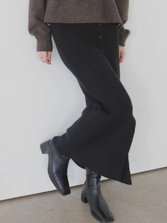 ニット スカート スリット ロング マルチウェイ キャリア レディース 上品 オフィス おしゃれ 着回し 快適 素材 シルエット 秋冬 通勤 フォーマル 大人 女性 エレガント 洗練 トレンド デイリー 機能性 ID2029