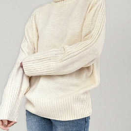 洗える ハイネック ニットセーター ニット レディース セーター ゆったり 長袖 シンプル 無地 体型カバー 大人カジュアル 通勤 通学 秋冬新作 暖かい トップス ID1824