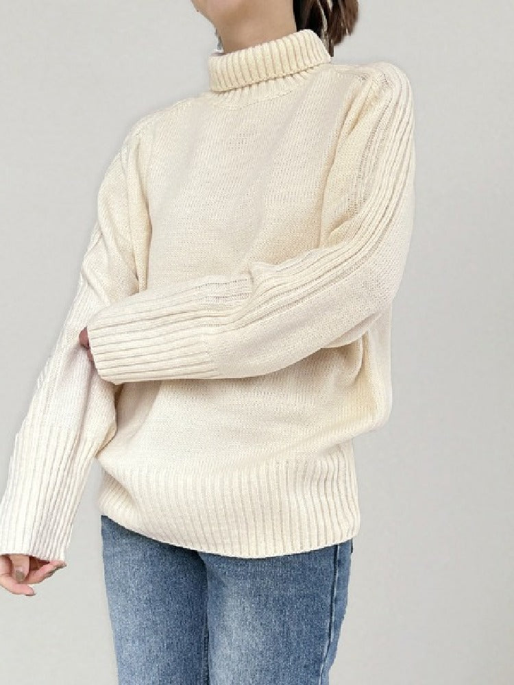 洗える ハイネック ニットセーター ニット レディース セーター ゆったり 長袖 シンプル 無地 体型カバー 大人カジュアル 通勤 通学 秋冬新作 暖かい トップス ID1824