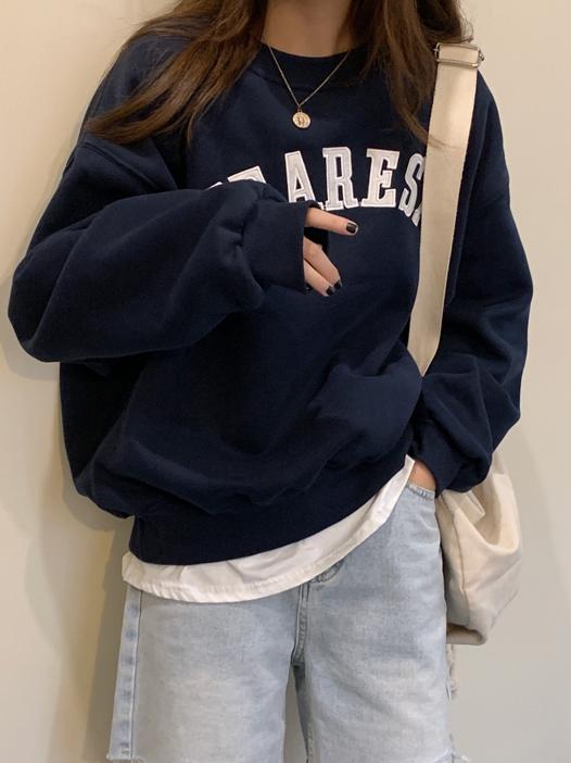 ID106 Sweatshirt with embroidered logo, thin round neck, loose fit, fashionable and comfortable design, trendy casual top 