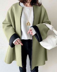 5色展開 ノーカラー コート レディース ロングコート アウター 無地 シンプル 上品 カジュアル 通勤コート オフィス 防寒 体型カバー 秋冬新作 ID1720