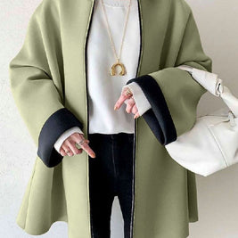 5色展開 ノーカラー コート レディース ロングコート アウター 無地 シンプル 上品 カジュアル 通勤コート オフィス 防寒 体型カバー 秋冬新作 ID1720