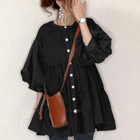 【夏の大ヒット】体型カバーシャツ ゆったり×スリム見え 短袖ミドル丈 無地シンプル きれいめデイリーコーデ 3日で500枚突破！ ID190