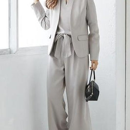 ID83 Set-up, Vest Included, Suit, 3-Piece Set, High Waist Pants, Plain, Simple, Clean, Stylish, Elegant, Comfortable, Stylish, Fashionable 