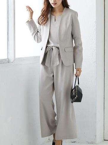 ID83 Set-up, Vest Included, Suit, 3-Piece Set, High Waist Pants, Plain, Simple, Clean, Stylish, Elegant, Comfortable, Stylish, Fashionable 