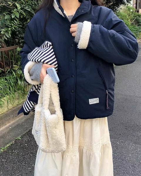 「大人気商品も値下げ中」2WAY ボアジャケット レディース リバーシブル アウター ふわもこ 防寒 カジュアル 軽量 ゆったり 体型カバー 秋冬 コーデ ID2194