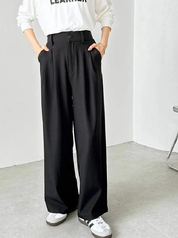 3色展開 ハイウエスト ワイドパンツ レディース ストレートパンツ ゆったり シンプル きれいめ カジュアル 通勤 通学 体型カバー お出かけ デート 人気 春秋 新作 ID1498
