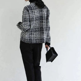 「限定価格は今だけ！」チェック柄 ジャケット レディース きれいめ 大人カジュアル ゆったり おしゃれ 上品 アウター 通勤 防寒 秋冬 ID2238