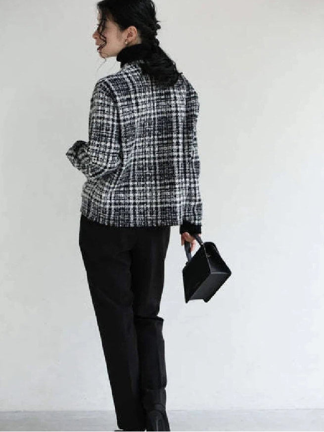 「限定価格は今だけ！」チェック柄 ジャケット レディース きれいめ 大人カジュアル ゆったり おしゃれ 上品 アウター 通勤 防寒 秋冬 ID2238