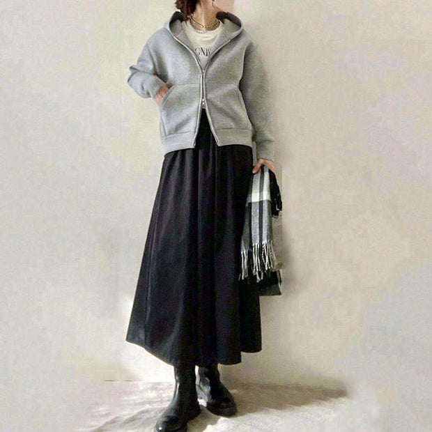 セットアップ フーディー ジップアップ スウェット アウター ブラック スカート 2点セット カジュアル おしゃれ スポーティー きれいめ系 ID159