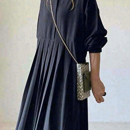 ID87 One-piece dress with buttons, long sleeves, full length dress, ankle length, feminine, simple, stylish 