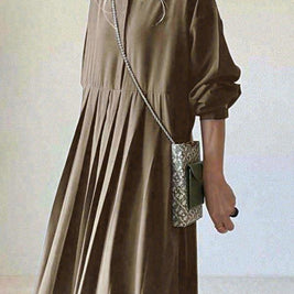 ID87 One-piece dress with buttons, long sleeves, full length dress, ankle length, feminine, simple, stylish 