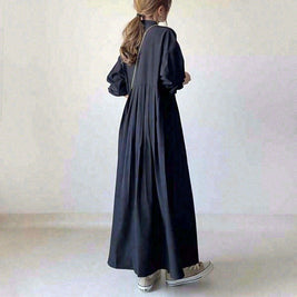 ID87 One-piece dress with buttons, long sleeves, full length dress, ankle length, feminine, simple, stylish 