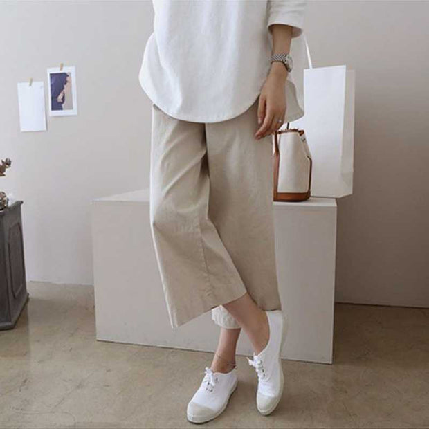 パンツ コットンリネン ゆったり カジュアル ナチュラル シンプルデザイン 涼感 ワイドシルエット おしゃれ きれいめ系 デイリーコーデ ID266