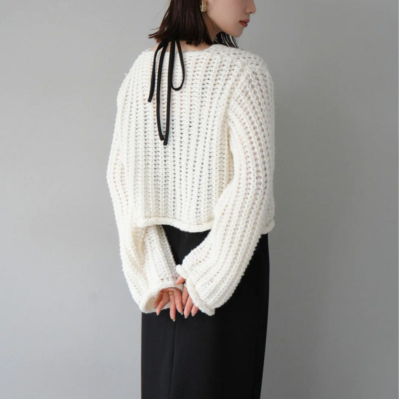 3色展開 ニットカーディガン レディース 太リブ ゆったり ショート丈 大きめボタン ポケット付き シンプル 大人可愛い フェミニン トレンド 秋冬 新作 ID2012