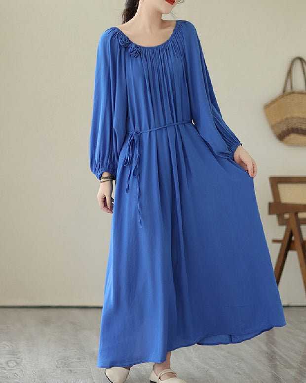 5色展開 ロングワンピース レディース 長袖 ゆったり 体型カバー フォーマル 高見え 上品シルエット 秋新作 ID1238