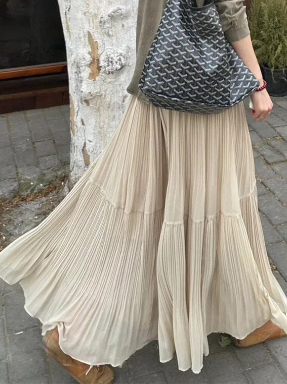 【560】プリーツシフォンロングスカート 普通丈/ロング丈 2タイプ 小柄/高身長対応 体型カバー Aライン 大きめ 夏新作 おしゃれ 半身スカート 外出/部屋着