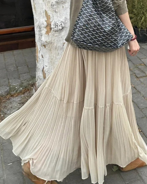【560】プリーツシフォンロングスカート 普通丈/ロング丈 2タイプ 小柄/高身長対応 体型カバー Aライン 大きめ 夏新作 おしゃれ 半身スカート 外出/部屋着