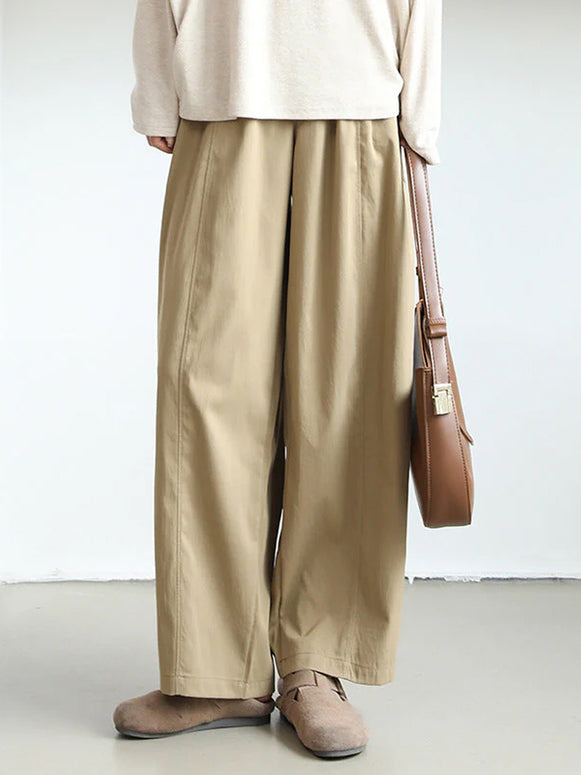 4色展開 ワイドパンツ レディース ハイウエスト ロング丈 ゆったり シンプル 無地 体型カバー 通勤 通学 カジュアル きれいめ 春夏秋 人気定番アイテム ID1830