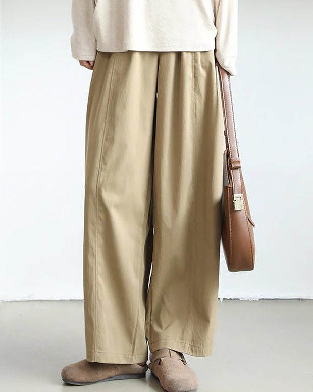 4色展開 ワイドパンツ レディース ハイウエスト ロング丈 ゆったり シンプル 無地 体型カバー 通勤 通学 カジュアル きれいめ 春夏秋 人気定番アイテム ID1830