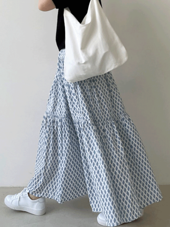 【469】ヴィンテージ風 ギャザー チェック柄 スカート レディース ハイウエスト Aライン 切り替え デザイン ロング丈 体型カバー 大人可愛い 2025新作