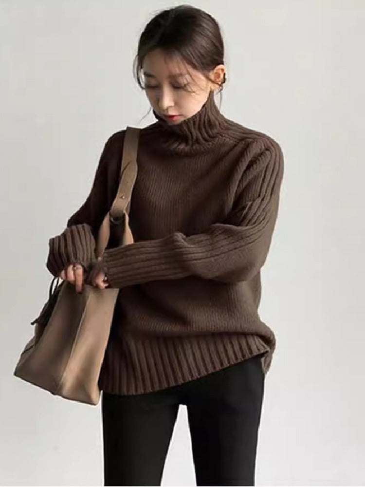 洗える ハイネック ニットセーター ニット レディース セーター ゆったり 長袖 シンプル 無地 体型カバー 大人カジュアル 通勤 通学 秋冬新作 暖かい トップス ID1824