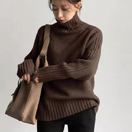 洗える ハイネック ニットセーター ニット レディース セーター ゆったり 長袖 シンプル 無地 体型カバー 大人カジュアル 通勤 通学 秋冬新作 暖かい トップス ID1824